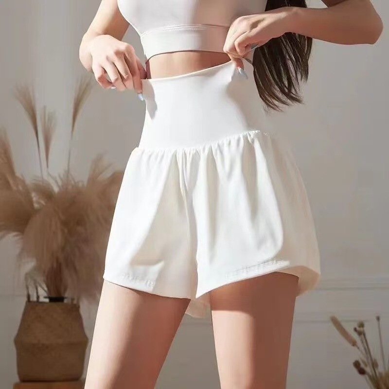 Fake Two-Piece High-Waisted Tummy Control White Sports Quick-Dry Loose Running Tennis Badminton Yoga Fitness Shorts Summer Shorts Fake Two-Piece High-Waisted Tummy Control White Sports Quick-Dry Loose Running Tennis Badminton Yoga Fitness Shorts Summer Shorts