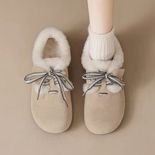平底低帮新款春夏加绒加厚女鞋勃肯软底豆豆棉鞋子保暖毛毛
