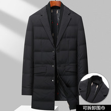 2023秋冬男士新款休闲中长款羽绒服带可拆卸围巾外套PD688091