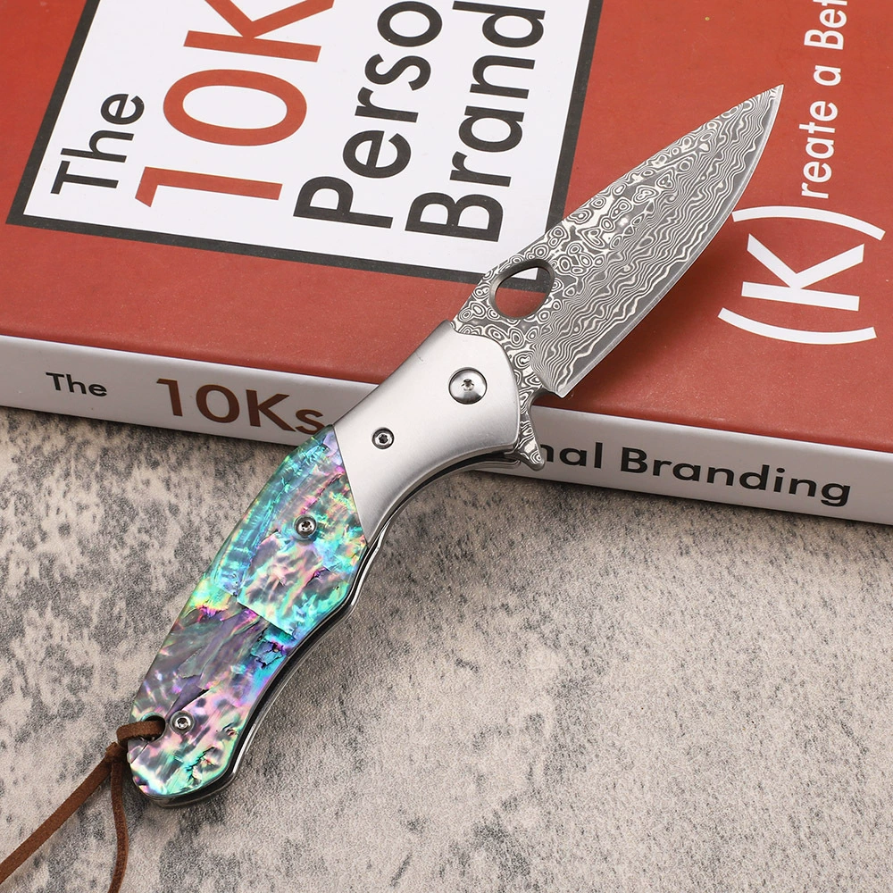 VG10 дамасская folding knife цветная оболочка и древесина розового дерева рукоять рыболовная сумка для выживания EDC outdoor тактический нож