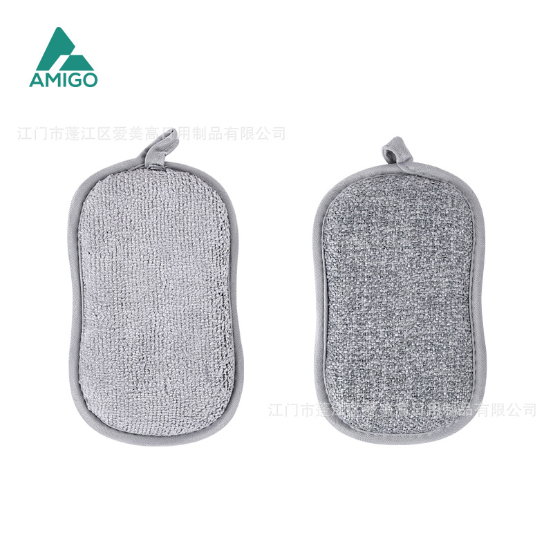 Cocina, hogar, lavado de platos, limpieza de esponja, limpieza mágica de doble cara, engrosamiento de aceite, toallitas de doble cara de microfibra, estropajo