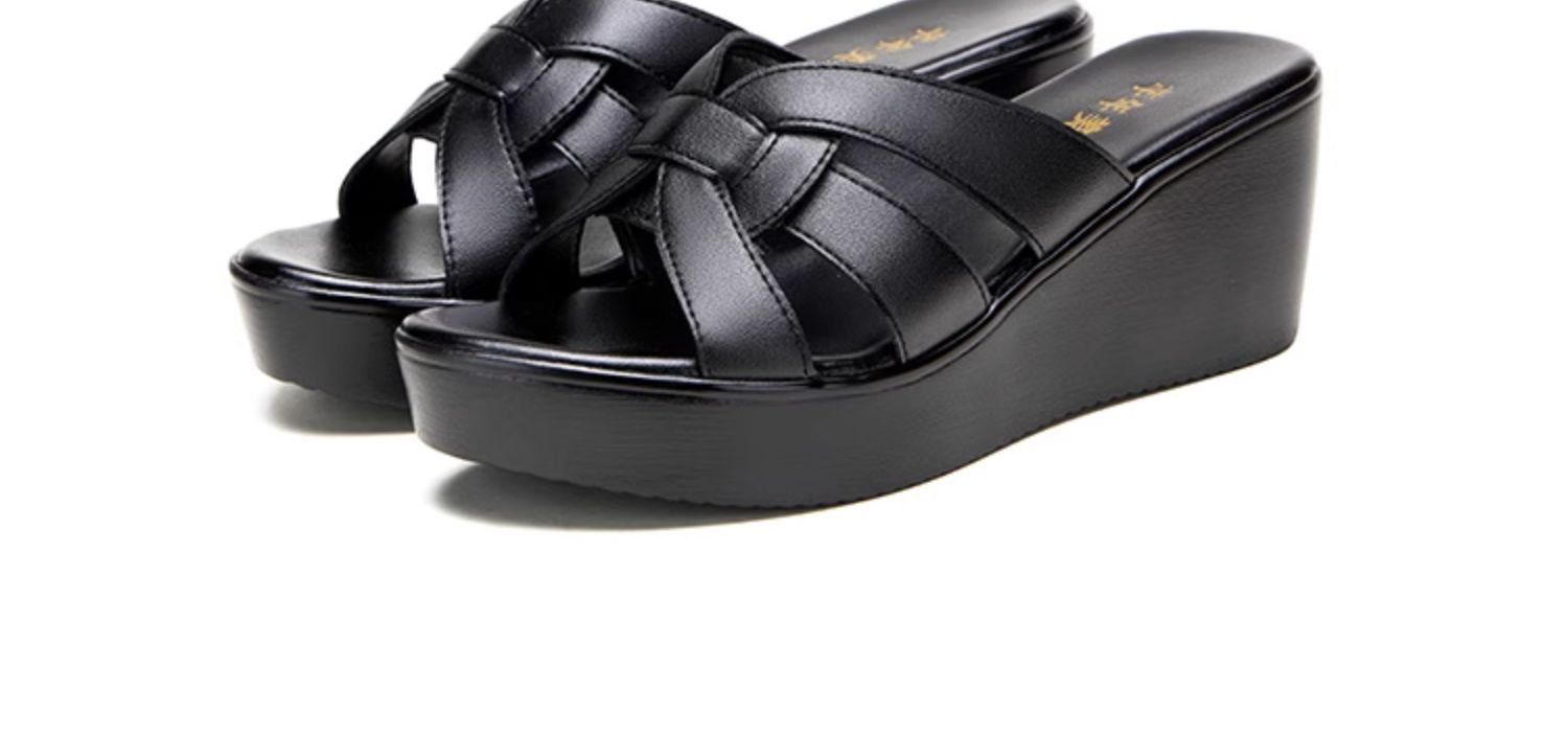Dép sandal nữ xỏ ngón đế xuồng mềm, hở mũi, platform 6 cm, mới hè 2025 — Màu đen 6cm, Màu trắng 6cm, Màu đỏ 6cm chi tiết 16