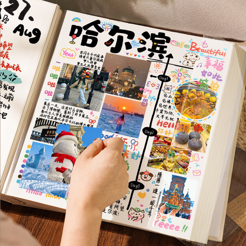 DIY Travel Memory Photo Album Self-Adhesive Laminated Style for Couples and Best Friends 3inch Polaroid Photo Storage Large Capacity Six DIY Travel Memory Photo Album Self-Adhesive Laminated Style for Couples and Best Friends 3inch Polaroid Photo Storage Large Capacity Six