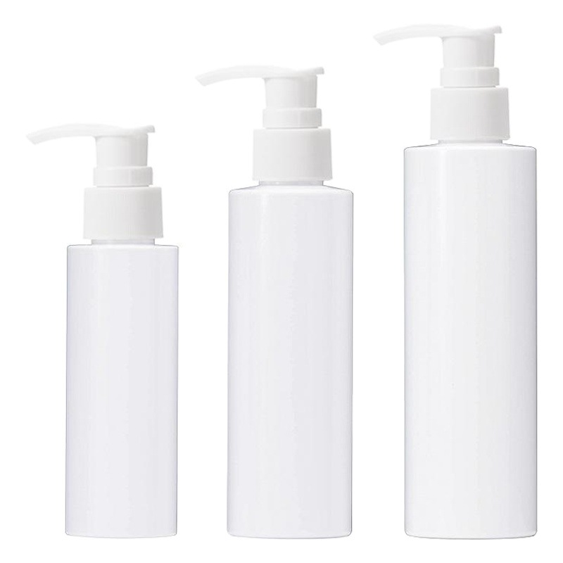 100mL botella de loción de hombro plano blanco botella de bomba de presión de plástico blanco 150-200ml botella de bomba de prensa Xumin embalaje