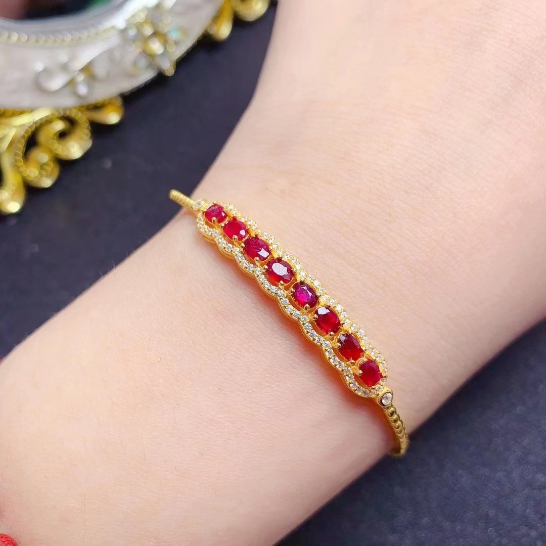 Retro organic ruby stone inlay natural stone