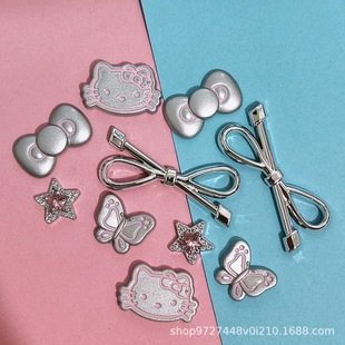 New Silver Series Bow Five-Pointed Star Bear Jewelry Accessories DIY Hole Shoes Hair Accessories Bag Accessories Materials
