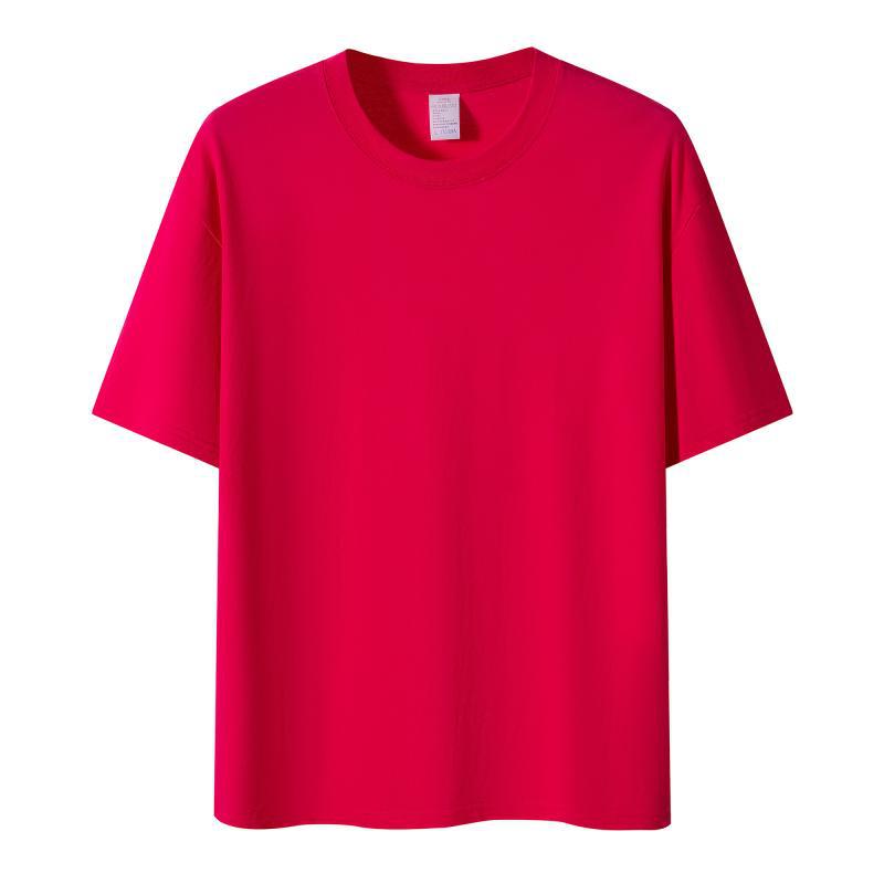 210G algodón peinado de hombro camiseta de cuello redondo de verano coreano ropa de trabajo de mangas cortas camiseta publicitaria personalizada impresión image 13
