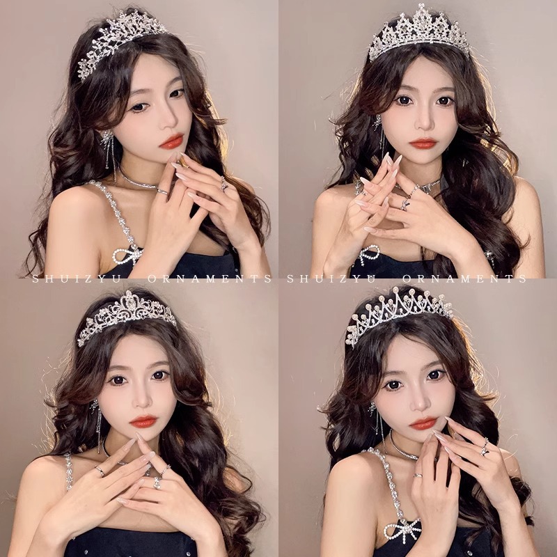 Princesa corona diadema diadema de diamantes de imitación de sentido avanzado niña 18 años ceremonia de mayoría de edad tarjeta de cumpleaños tocado de sentido ambiente