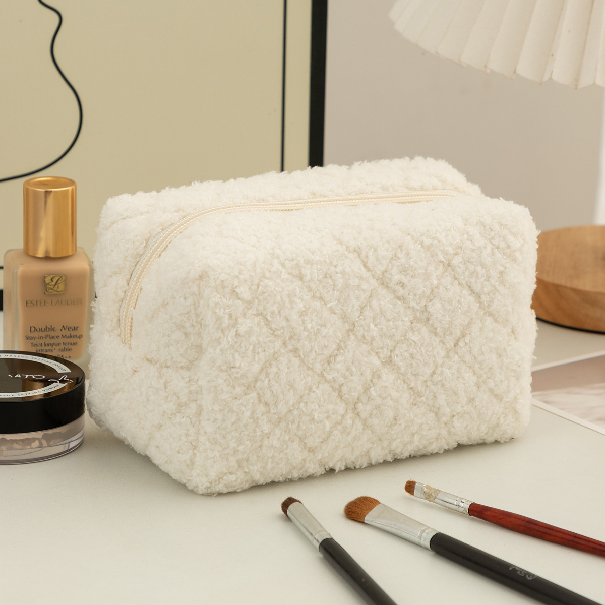 White cosmetic bag