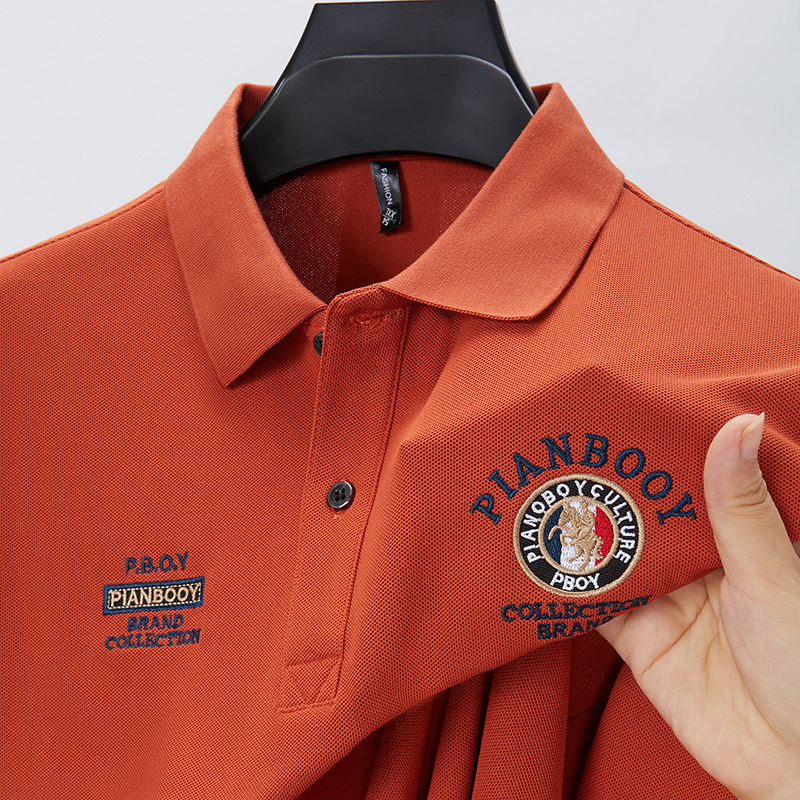 2026 Cross-Border Men's Summer New Short-Sleeve Fashion High-End Business Embroidered Luxury Breathable Polo Shirt