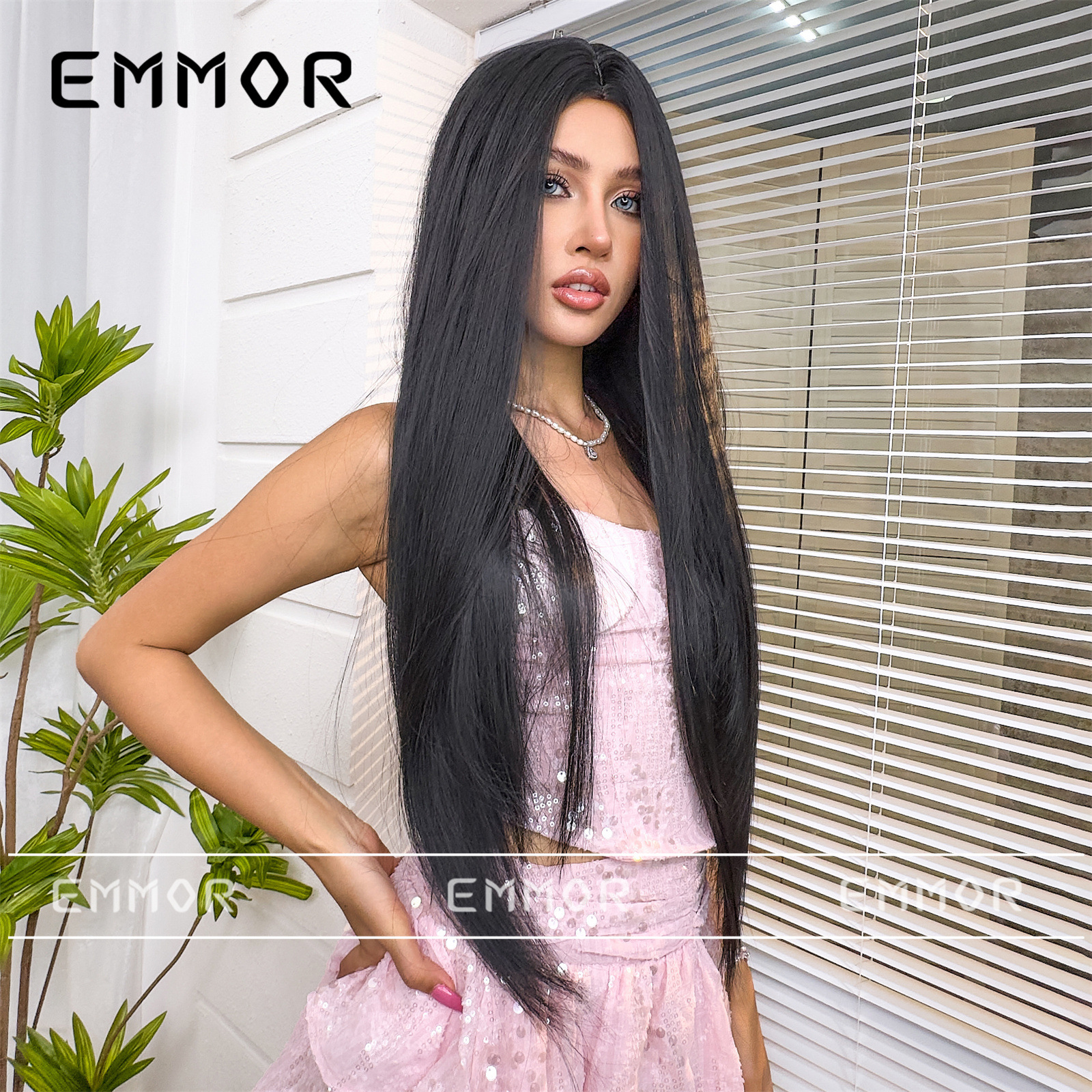 Estilo de deseo puro Peluca de longitud media Mujer pelo largo negro cabello largo y Lacio atmósfera sensación sin flequillo esponjoso natural reducción de la edad cubierta de la cabeza completa