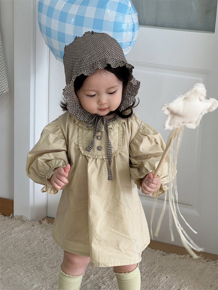 2026 ropa de otoño infantil nueva ropa de otoño bebé ropa de otoño coreana ropa de otoño niña vestido de manga burbuja de color sólido