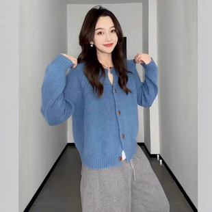 Plus Size Lazy Soft Waxy White Sweater Knitted Cardigan for Women in Autumn and Winter Slightly Fat mm Loose Slimming Look Inner and Outer Top