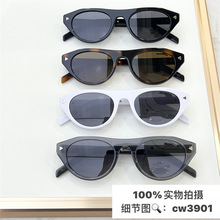 跨境复古猫眼太阳镜女高级感ins网红三角钉防紫外线墨镜spr b15