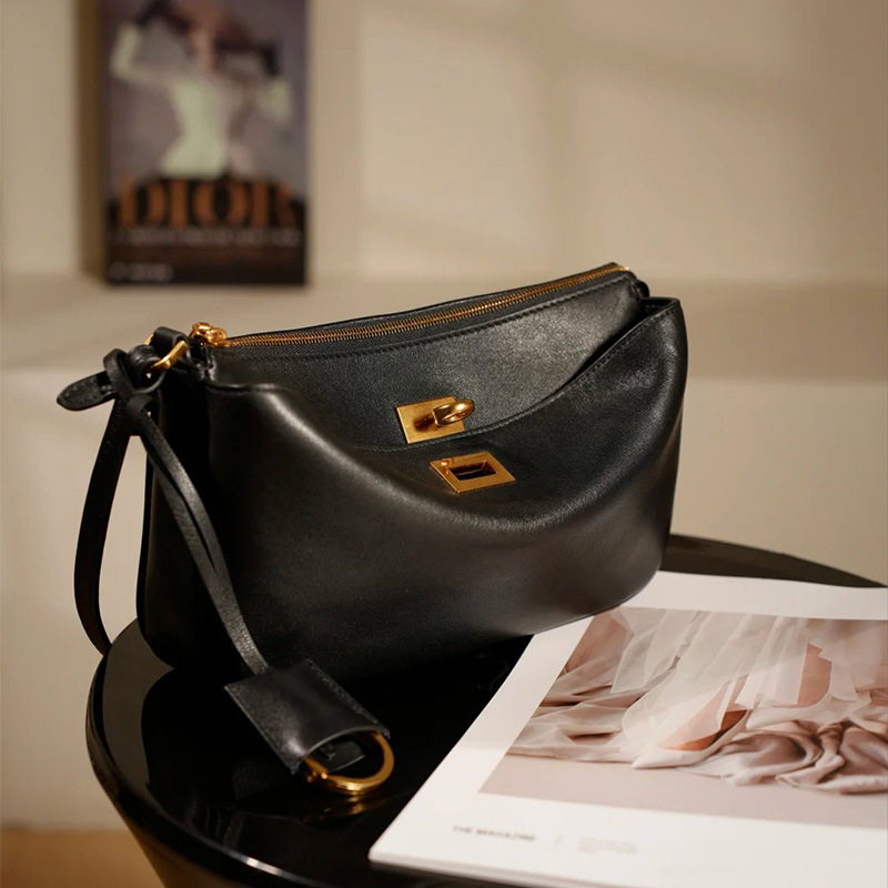 Premium Top Grain Cowhide Leather Underarm Bag For Women Rodeo Shoulder Mahjong Bag Luxury Genuine Leather Commuter Handbag - Thumbnail 4
