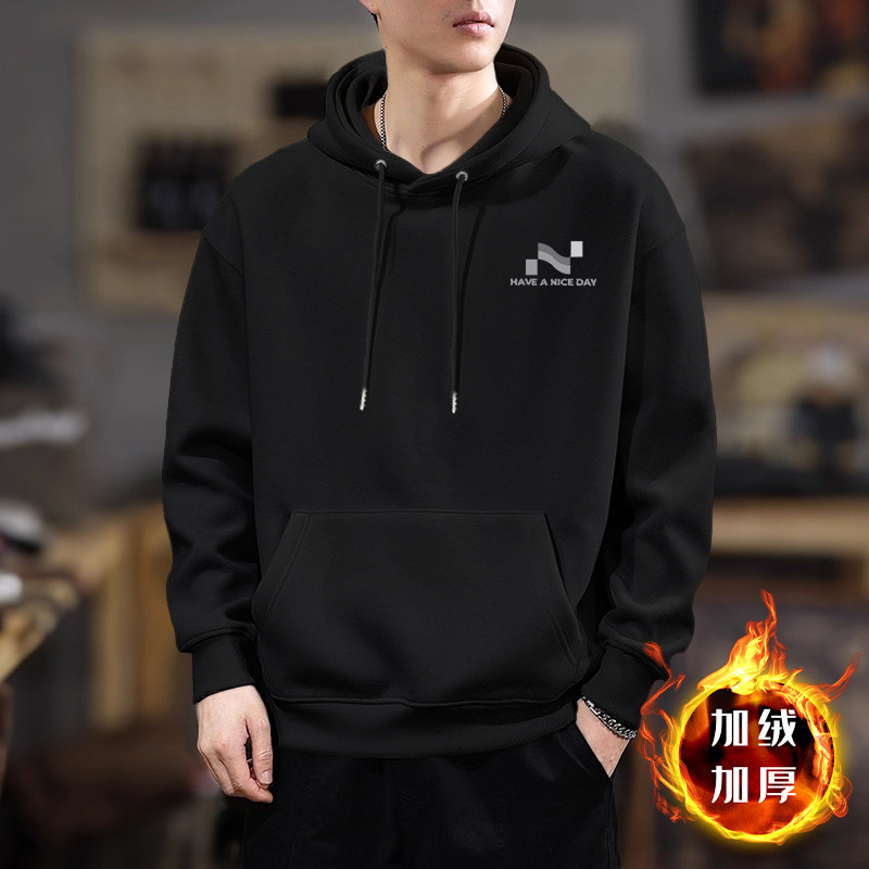 Ins americano retro veludo sudadera con capuchón hombre marca de invierno y otoño estilo callejero letra impresión suelta chaqueta de pareja