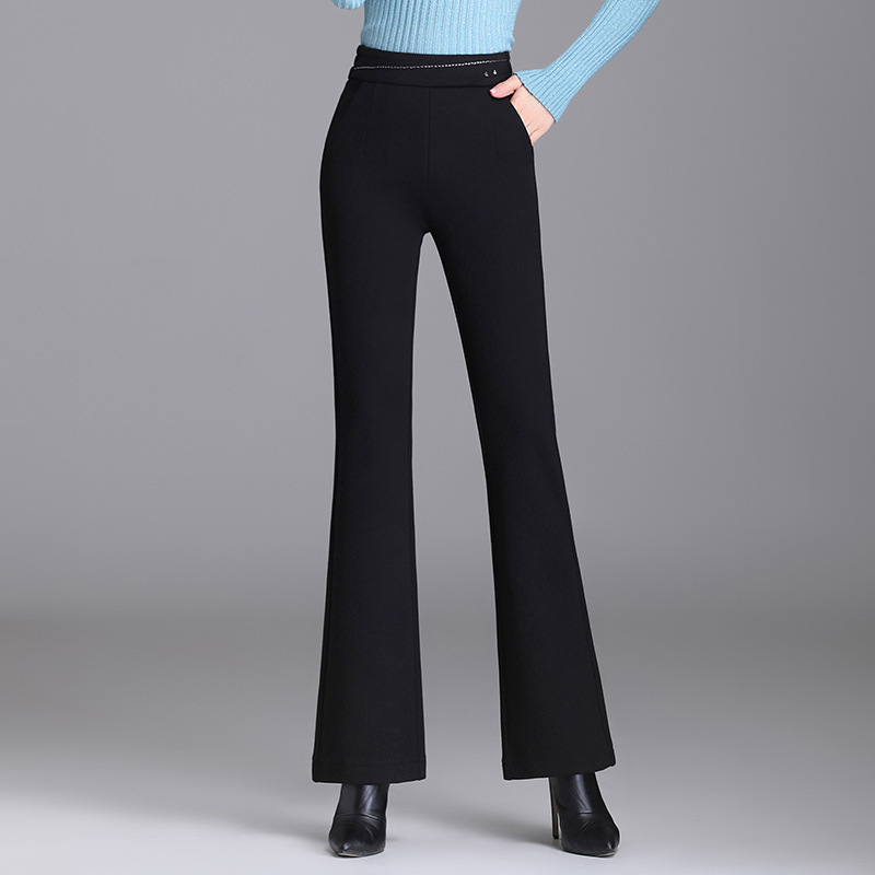 复合德绒微喇裤女2021冬季新款加绒加厚保暖外穿高腰垂感休闲长裤|ms