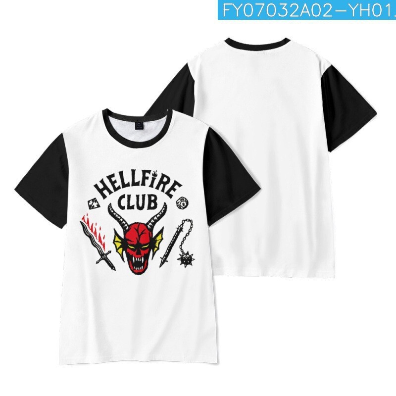 2024 New Men's 3D Printed Hellfire Club Short-Sleeved T-Shirt Trendy Brand Loose Breathable Round Neck Summer Men's