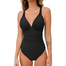 2026欧美外贸泳装泳衣小胸聚拢性感吊带修身纯色露背比基尼bikini