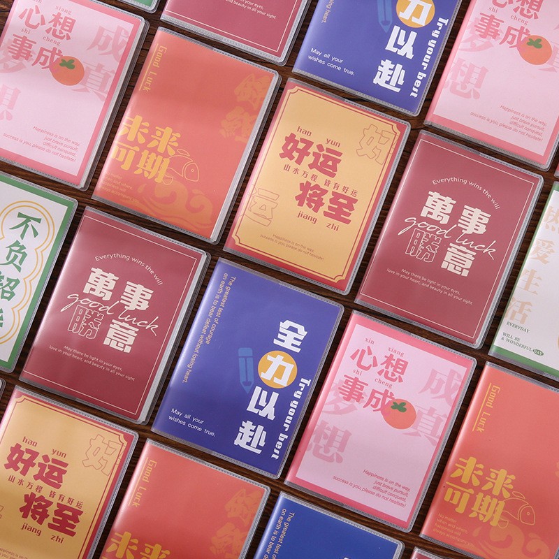 Diario de bolsillo con texto inspirador portátil Cuaderno de goma A7 Papelería para estudiantes Mini premio escolar