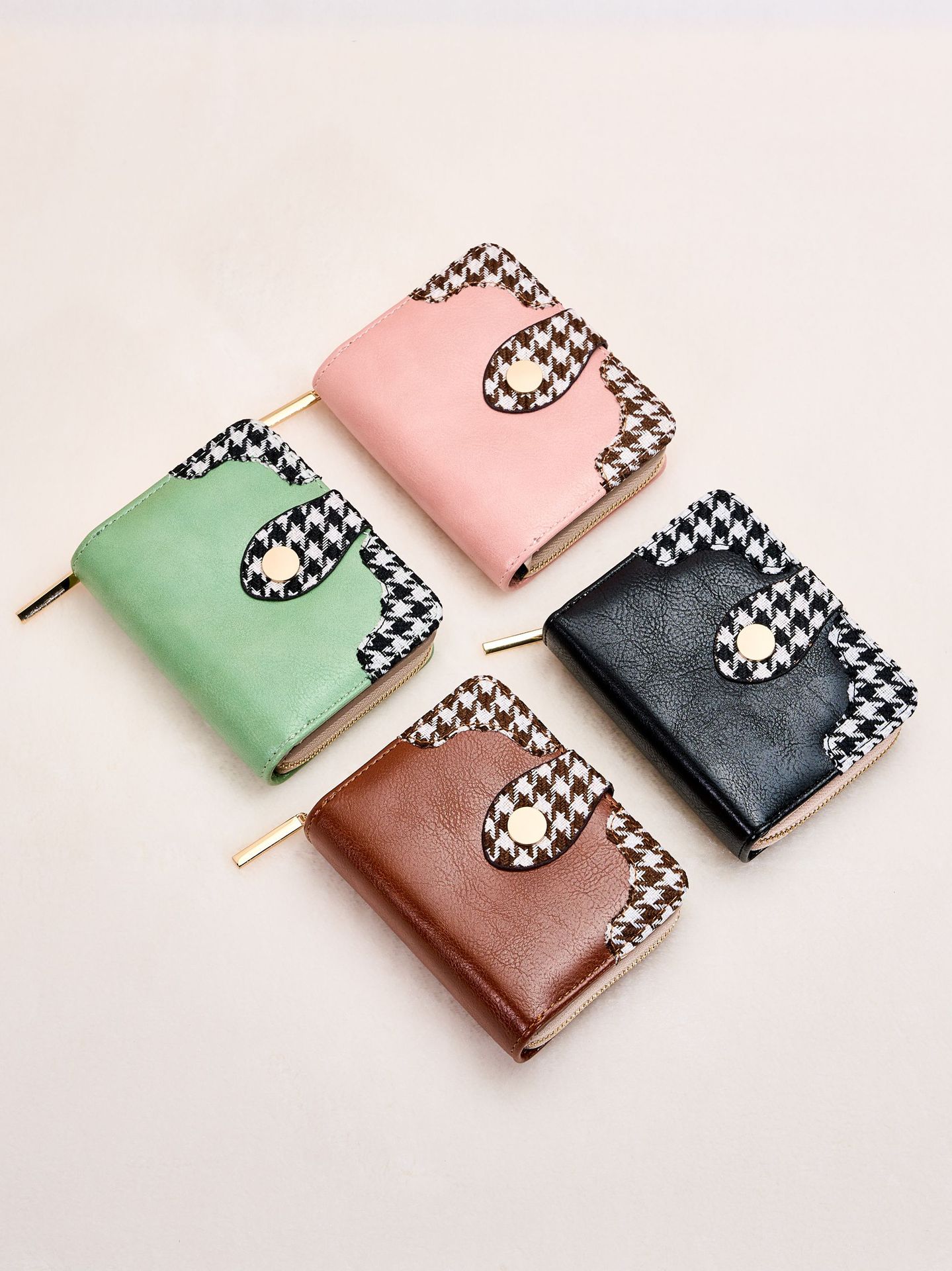 2024 New Korean Style Simple Fashion Small Wallet Women's Short Houndstooth Special-Interest Design Clutch Mini Women's School display picture 8