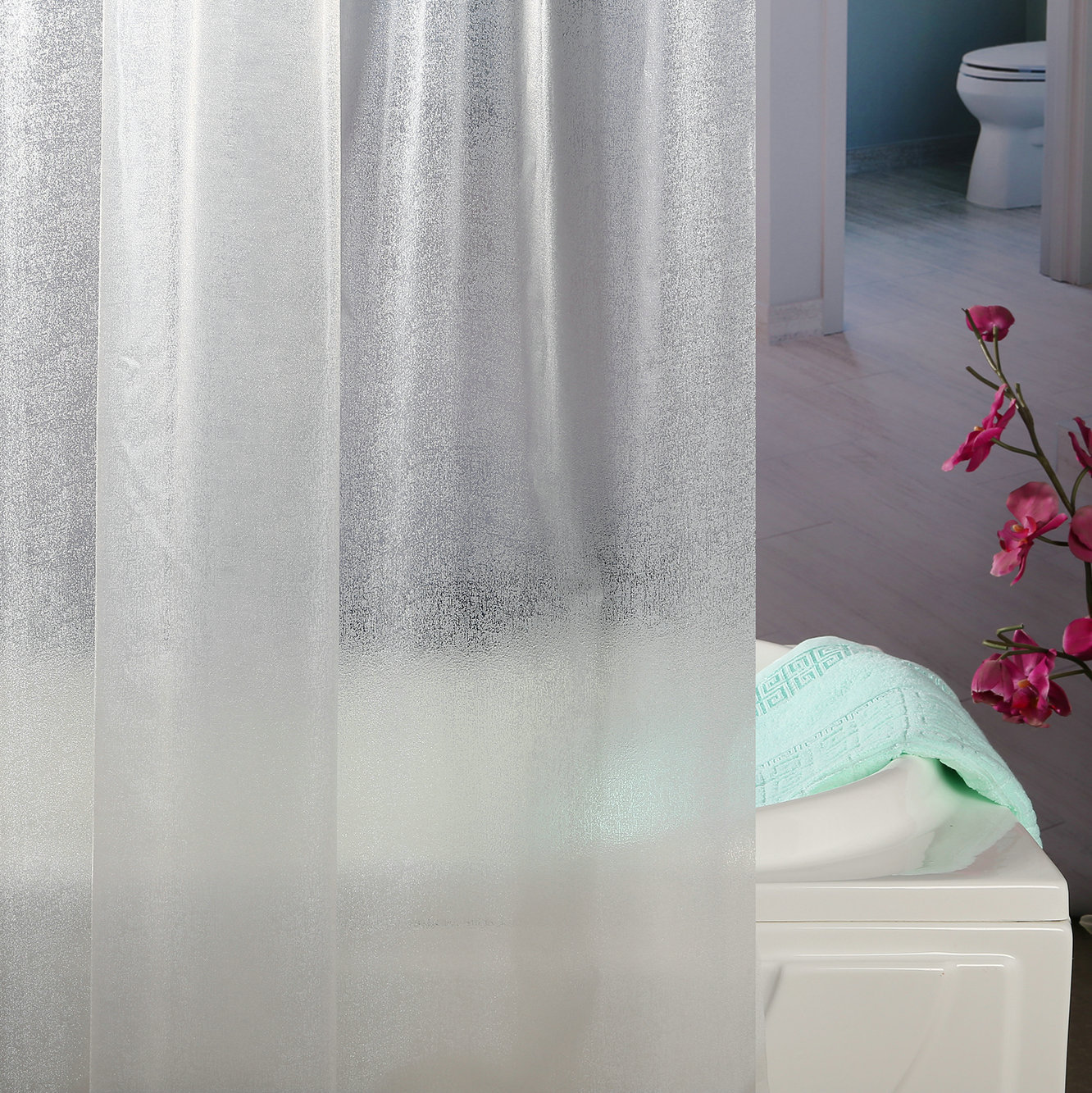 EVA布纹浴帘 3D新品创意浴室卫生间浴帘加厚淋浴帘透明隔断帘子