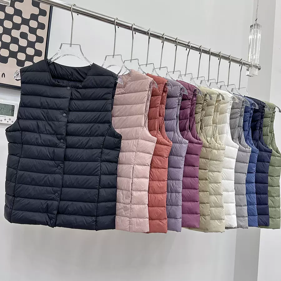 嘉兴平湖羽绒服高品质万种穿法叠穿内搭90白鸭绒羽绒背心马甲女