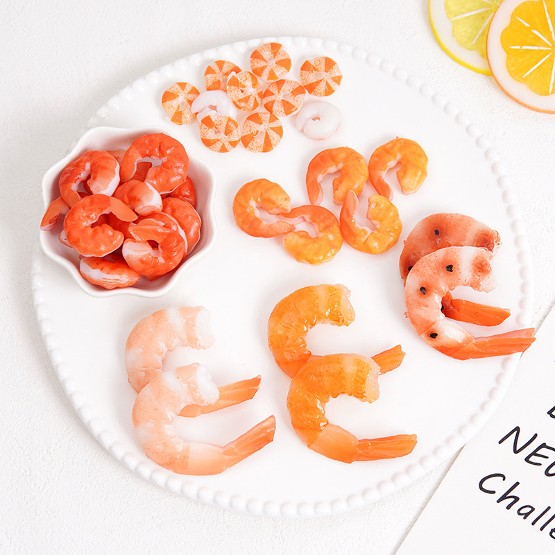PVC simulation shrimp shrimp tail model simulation food shrimp keychain pendant DIY food play seafood ingredients props