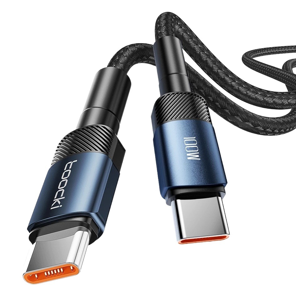 El popular cable de datos de carga súper rápida PD100W de Toocki es adecuado para el cable de carga del portátil 15 del teléfono móvil Huawei y Apple