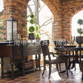 美式乡村实木储物收纳餐边柜复古做旧轻奢餐厅家用酒店别墅样板房