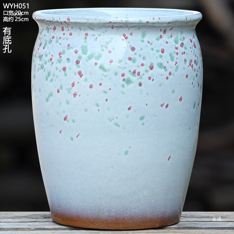 大口径植木鉢、大型家庭用リビングルーム盆栽、金のなる木鉢、通気性のある陶器の植木鉢|undefined