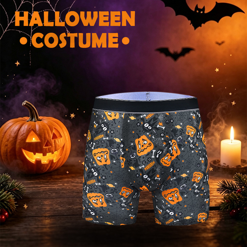 Halloween cross-border direct supply men's boxer briefs, cute and personalized trendy printed comfortable boxer shorts Halloween cross-border direct supply men's boxer briefs, cute and personalized trendy printed comfortable boxer shorts