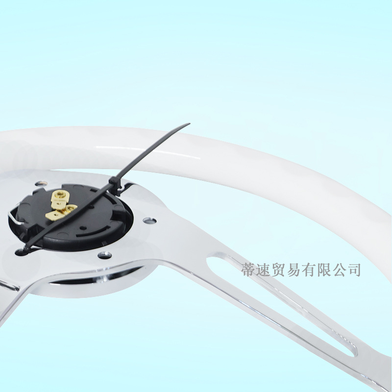 Direct from the manufacturer, car modification 15inch universal steering wheel, white 380MM electroplated steering wheel, hole spacing 70mm