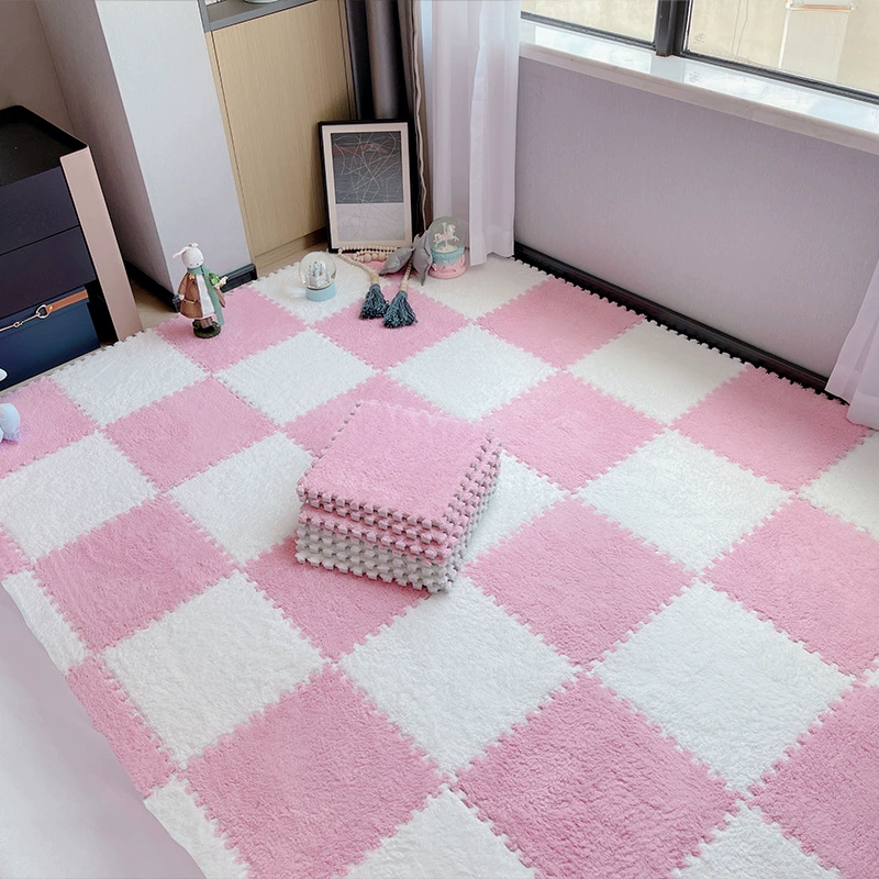 Sub-cut carpet, bedroom bedside blanket, large-area children's foam floor mat, plush, stain-resistant, fully spliced