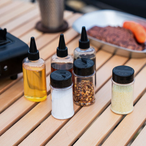 Outdoor camping seasoning bottle storage bag plastic seasoning bottle barbecue seasoning bottle combination set canvas bag sub-bottle