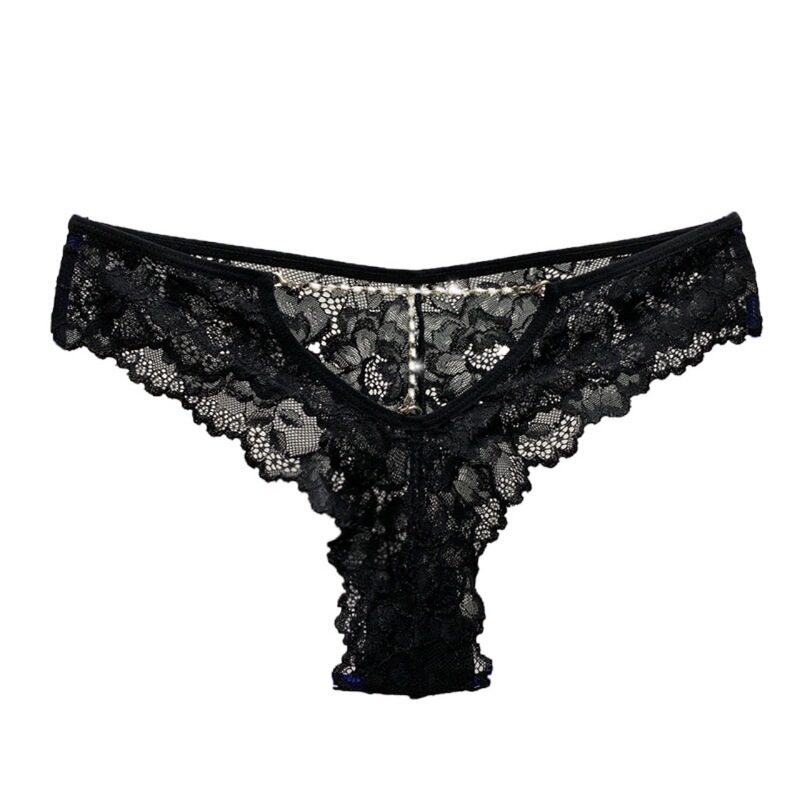 Design sense chain waist royal sister wind ladies lace black underwear women's 2025 new sexy pure thong