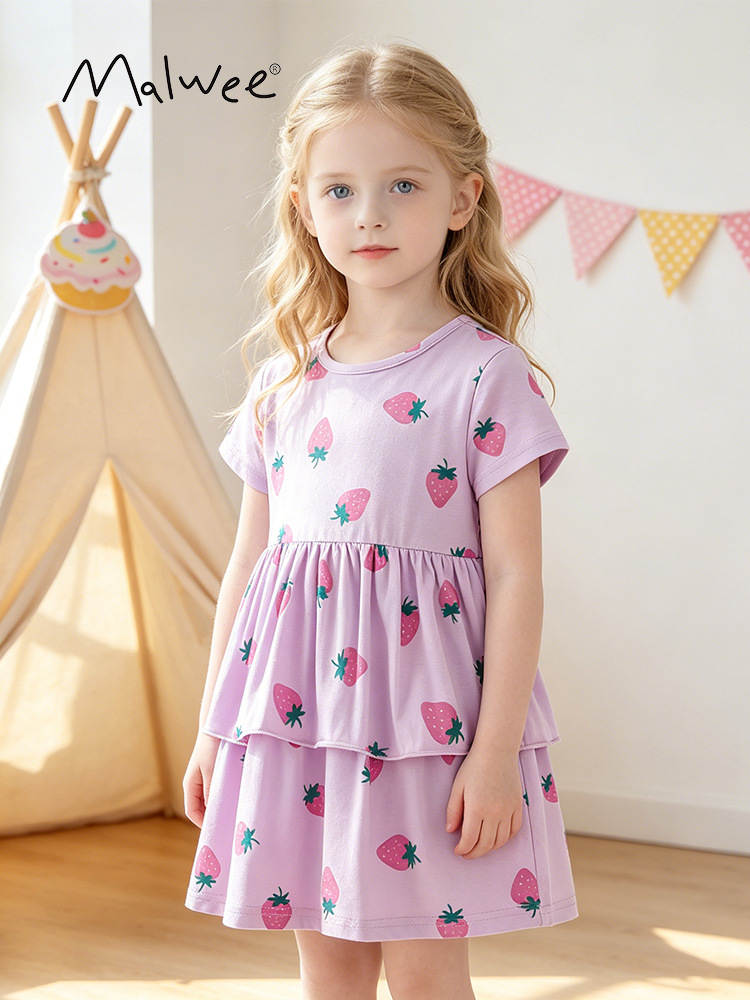 Malwee transfronterizo niñas nuevo vestido infantil verano princesa europea y americana fresco lindo vestido de niña cómodo