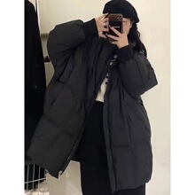 羽绒服2025年女款新款蝙蝠袖宽松时尚白鸭绒保暖冬季中长款外套潮