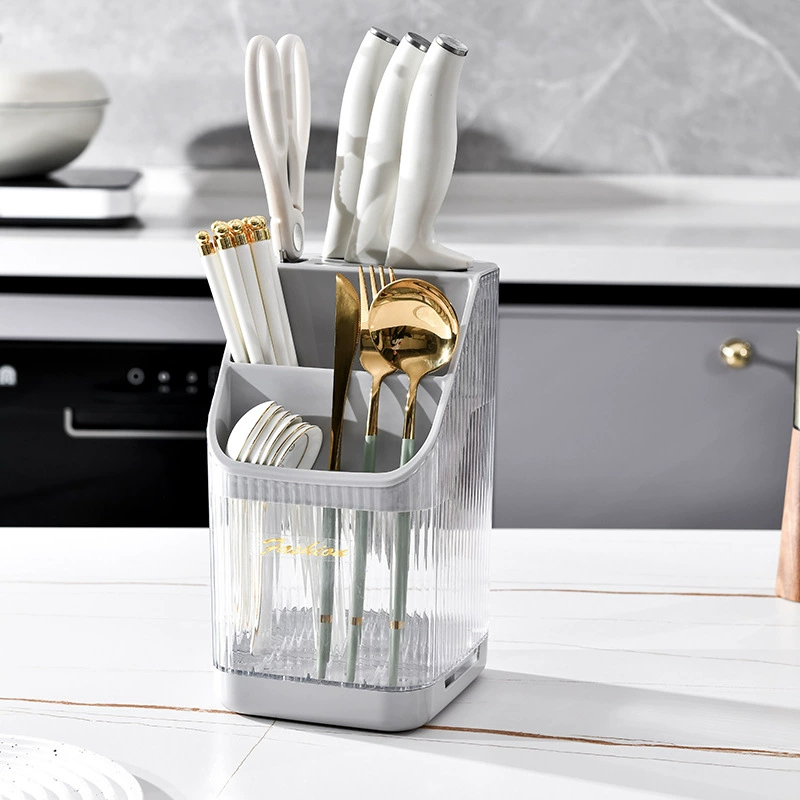 Multifunctional kitchen organizer, integrated cutting board & utensil storage, compact countertop