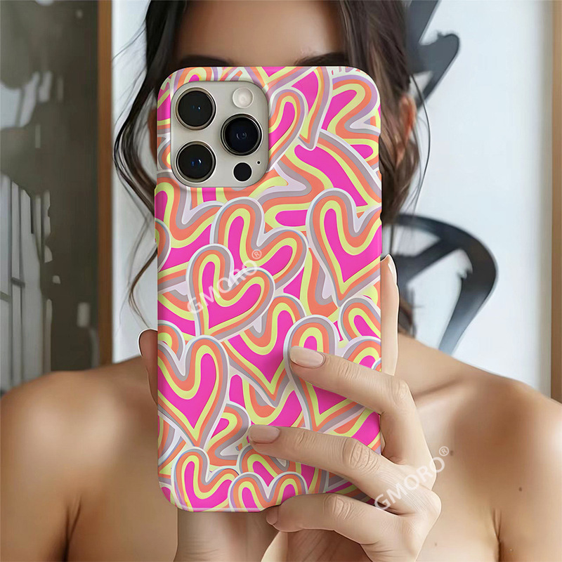 Cross-border bestseller heart graffiti dopamine fluorescent pink Apple full series film case Y2K sweet cool phone case Cross-border bestseller heart graffiti dopamine fluorescent pink Apple full series film case Y2K sweet cool phone case