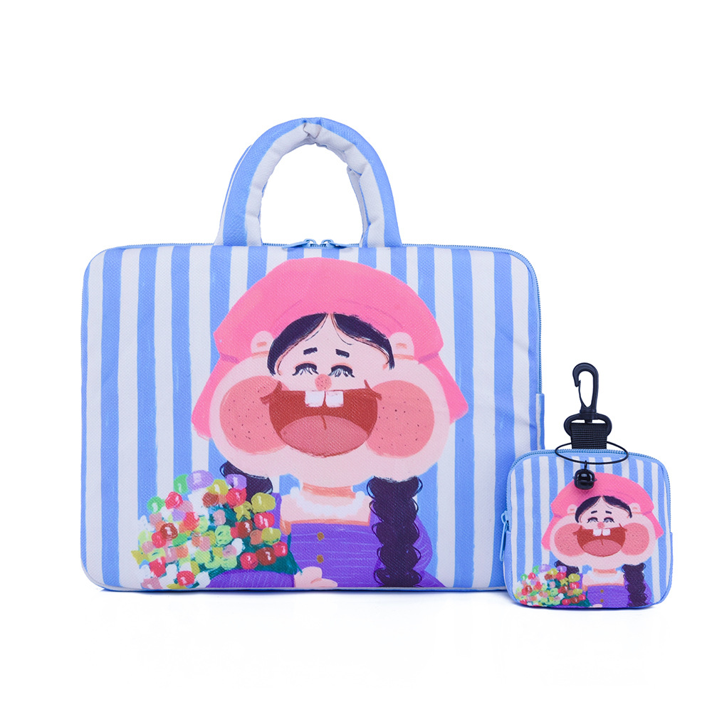 펜던트가 있는 파란색과 흰색 줄무늬 대형 사이즈( 14inch )