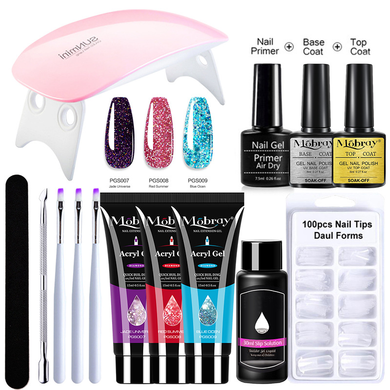 AliExpress Amazon caliente poli gel uñas de secado rápido fototerapia pegamento multi-color Crystal extensión pegamento 15ml traje