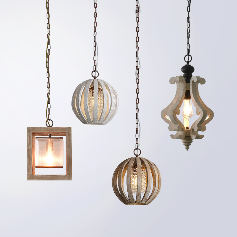 Cross-border decorative lamps for American-style rural wood art old chandeliers dining hanging living room dining room bar corridor