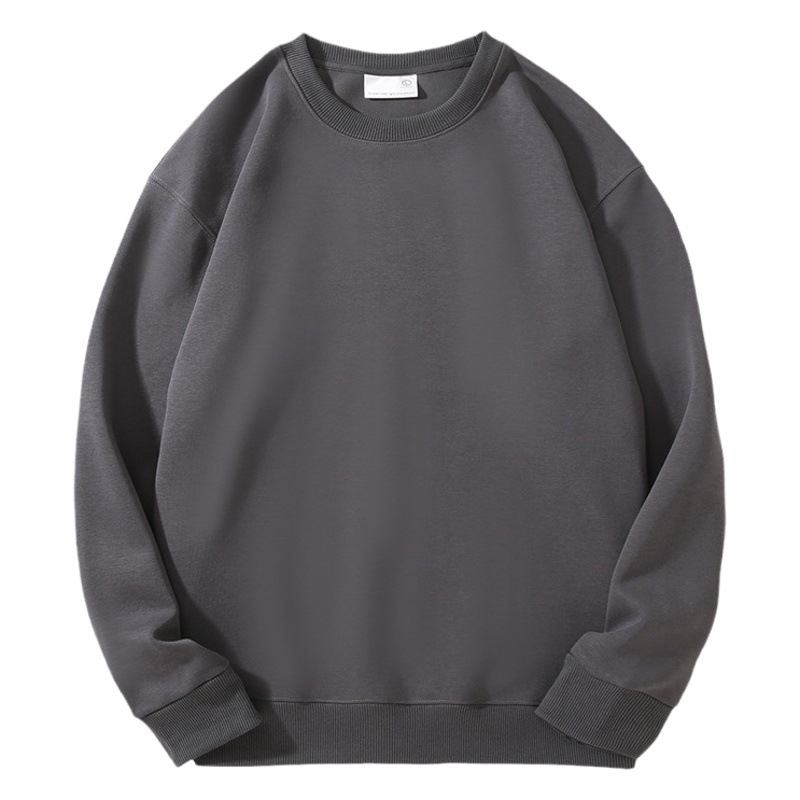 320g heavy Chinese cotton thickened solid color sweater men's autumn and winter plus size drop shoulder fashion brand loose round neck sweater