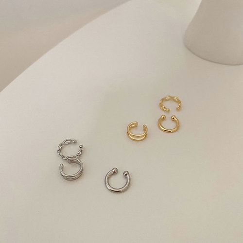 High-end chain ear clips without pierced ears for women, retro Hong Kong style, simple and cool style ear bone clips, niche and cool personality