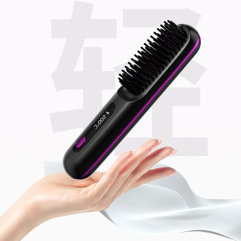 跨境液晶无线直发梳造型梳充电电梳子直发器便携负离子不伤发梳子|undefined