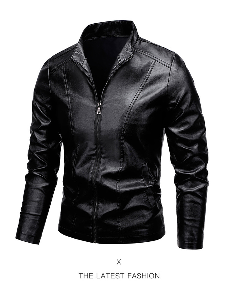 Neue lässige, lockere, dünne Motorrad-Lederjacke für Herren_voghion.com