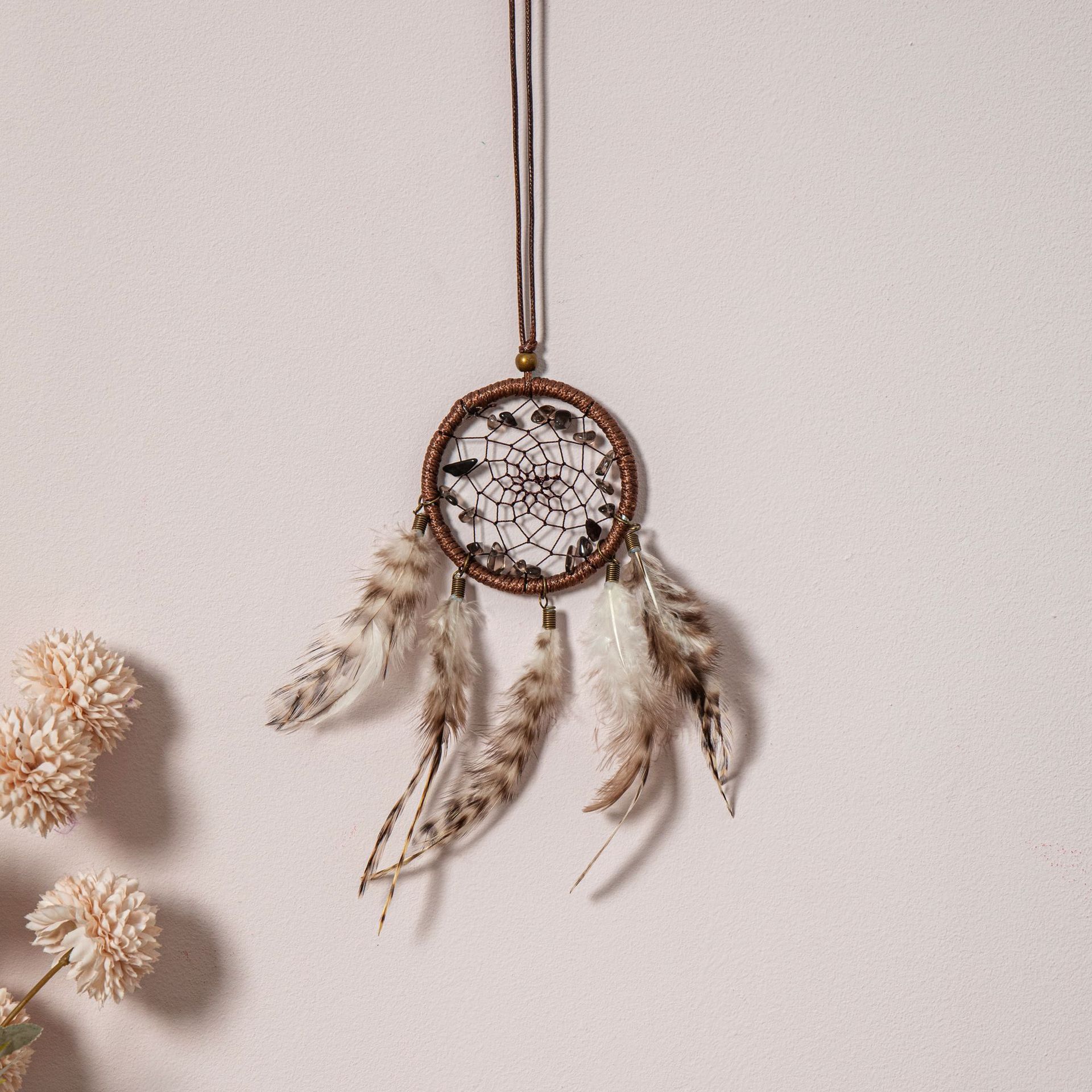 Transfronterizos de automóviles dreamcatcher red colgante bolsas decoración colgante decoración de automóviles plumas pequeños colgantes regalos de vacaciones