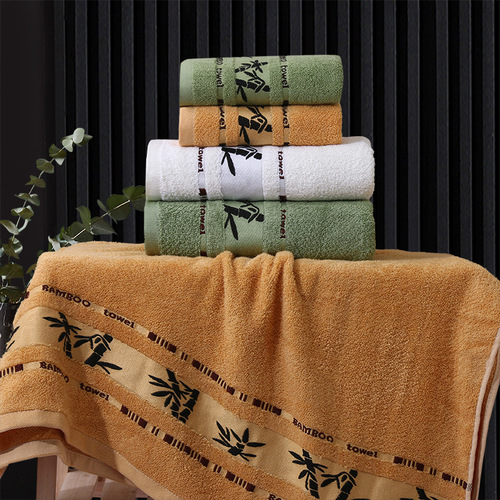 Bamboo Fiber Thick Soft Water Absorbent Adult Bath Towel Gift Embroidered Logo Large Bath Towel