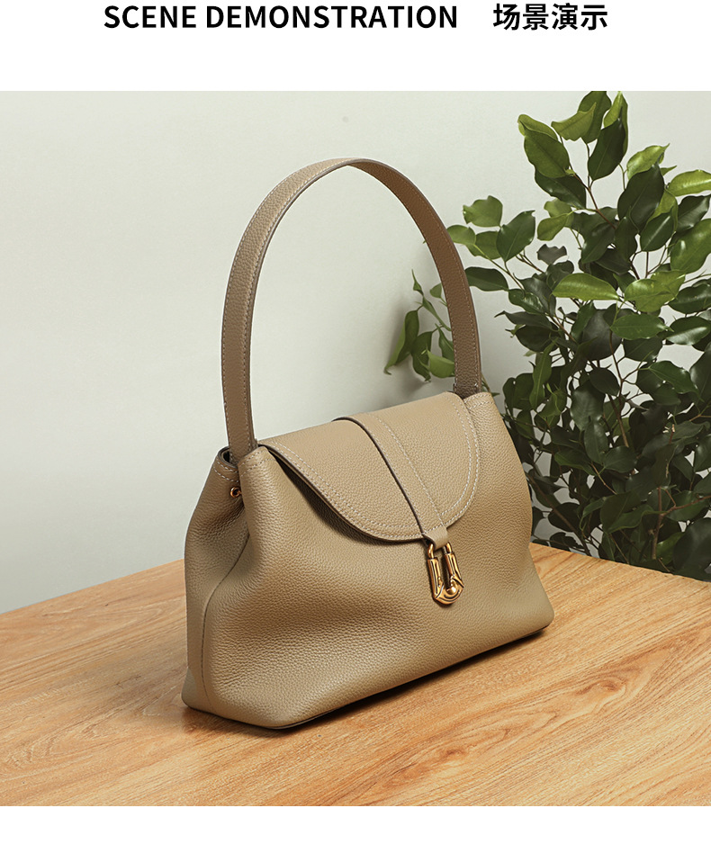 Túi xách nữ đeo chéo dây xích tote da mềm dung tích lớn — trắng, đen, màu xám, Lời bài hát: Grey (Public Version) chi tiết 10